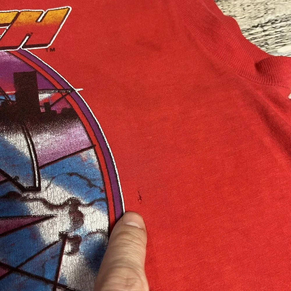 Aerosmith Shirt Size XL Red Vintage 80s Sleeveless Rock Band Tee Blackbird Jet